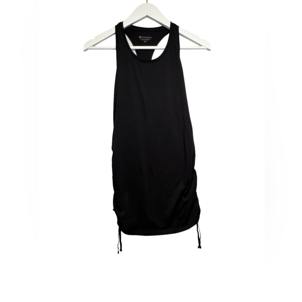 Athleta | Black Encore Ruched Sides Racerback Athletic/Athleisure Tank Sz XS - Picture 2 of 6